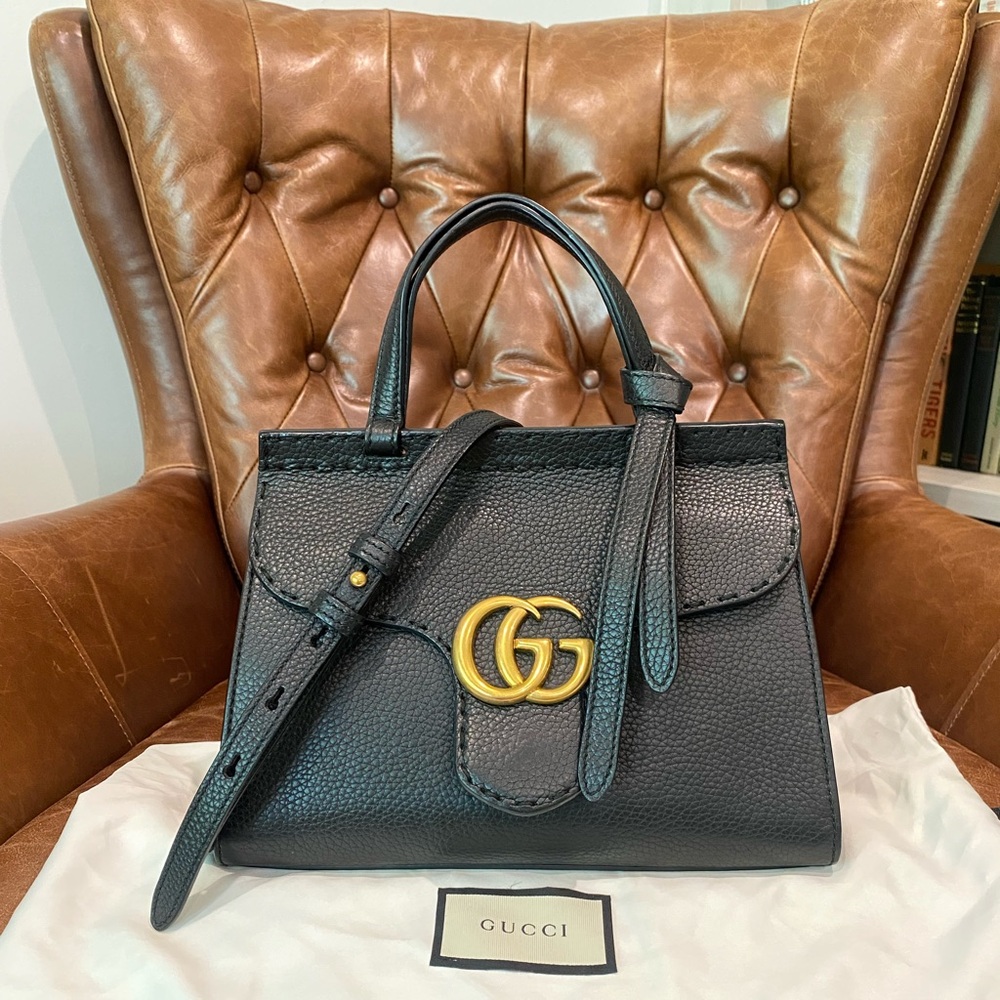 *SOLD* Gucci GG Marmont Top Handle Bag Leather Mini